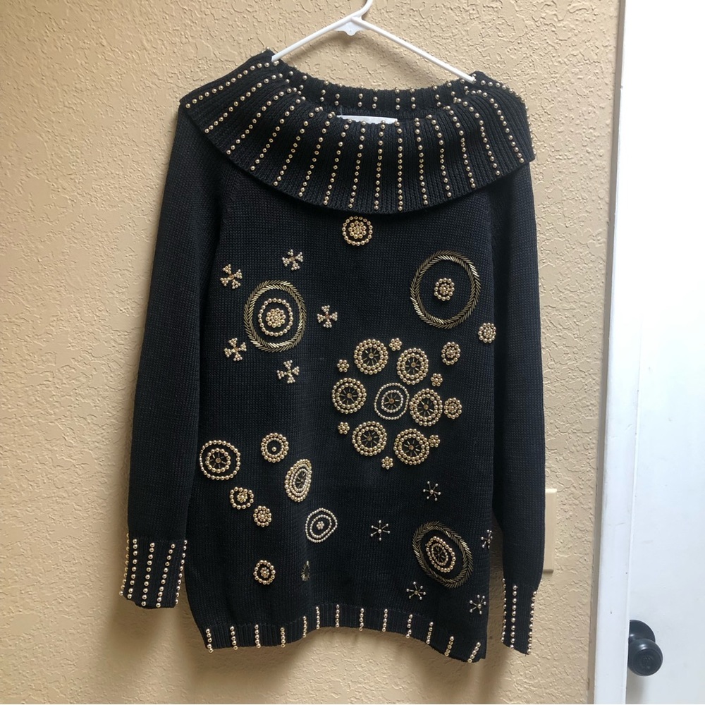 Vintage Beaded Christmas Sweater SZ M